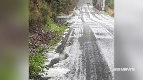 Roads were closed throughout the Adelaide Hills. Picture: 9NEWS