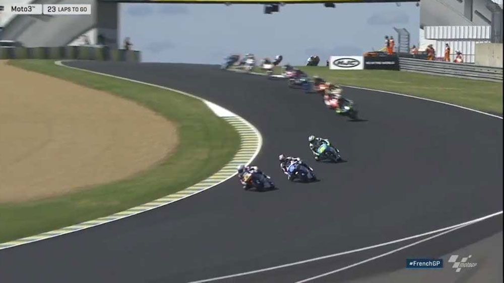 Half the field crashes out at French Moto3 race.