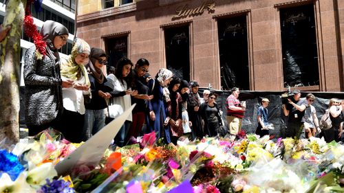 A memorial at Martin Place after the Sydney siege. (AAP)