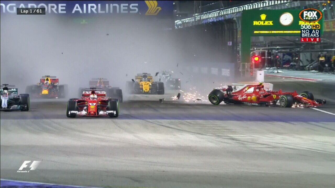 Singapore Grand Prix starts with spectacular crash