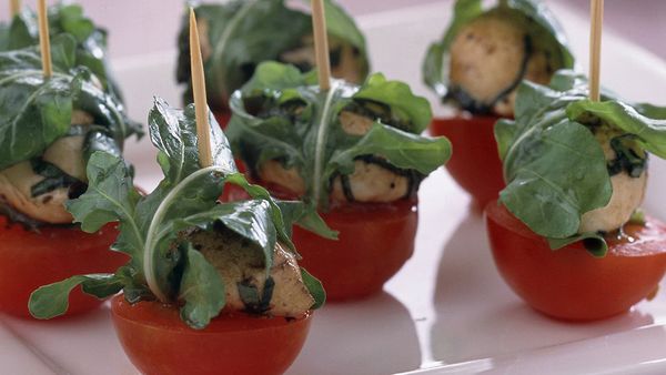 Tomato and marinated bocconcini skewers