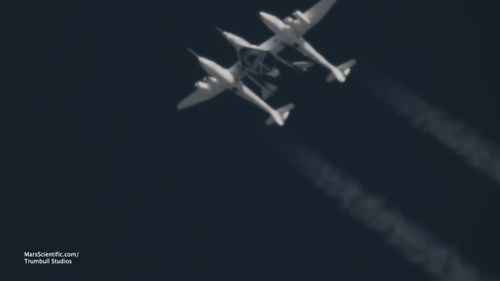 Virgin Galactic's new spaceship climbed at supersonic speed over California's Mojave Dessert on Thursday (local time). (Virgin Galactic / Youtube)