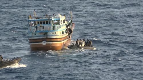 It was HMAS Adelaide's sixth successful intercept in eight weeks. (Supplied)