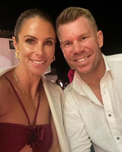 David and Candice Warner at Tish Cyrus' wedding to Dominic Purcell 