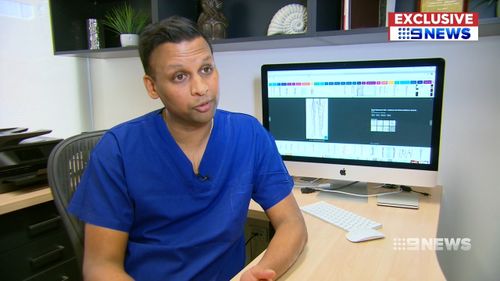 Dr Thomas turned his attention to the glue procedure over laser. Picture: 9NEWS