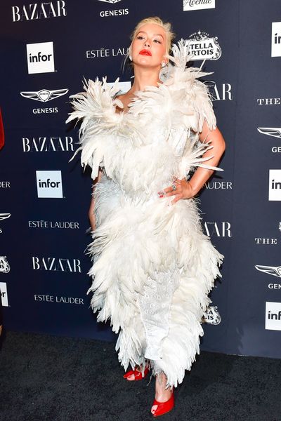 Singer Christina Aguilera, in Vivienne Westwood, at the Harper's Bazaar Icons party in New York, September, 2018
