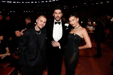 Justin Bieber, Bad Bunny and Haily Bieber at The 68th Annual Grammy Awards