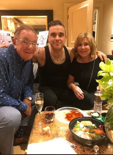 Robbie Williams with his dad Pete Conway and mum Janet.