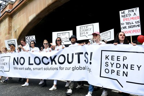 Sydneysiders protest NSW's controversial lockout laws. 
