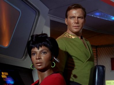 LOS ANGELES - SEPTEMBER 15: Nichelle Nichols as Lieutenant Uhura and William Shatner as Captain James T. Kirk in the STAR TREK episode, "Charlie X."  Season 1, episode, 2.  Original air date September 15, 1966. Image is a screen grab.  (Photo by CBS via Getty Images)