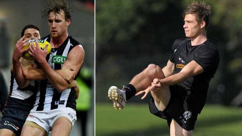 Collingwood players Lachlan Keeffe and Josh Thomas. (AAP)
