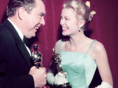 Grace Kelly celebrates at the 1955 Oscars