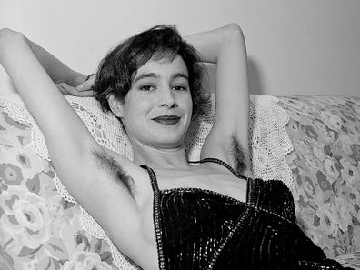 Actress Sean Young showing off her unshaved arm pits in 1990 in Manhattan in New York. 
