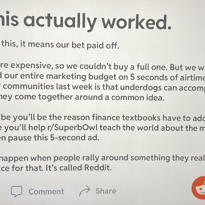 Reddit Spends Entire Marketing Budget on 5-Sec Super Bowl Live Ad