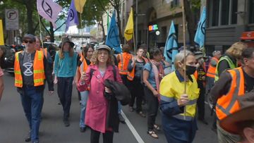 Extinction Rebellion climate protests in Melbourne&#x27;s CBD