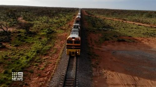 A train has moved across the Trans-Australian railway line for the first time in more than three weeks. 