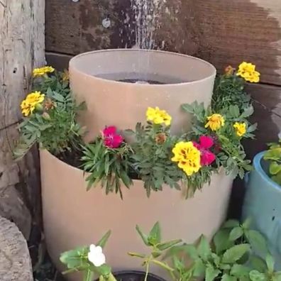 DIY water fountain made using Kmart plant pots