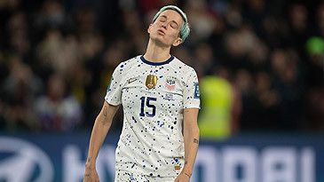 Megan Rapinoe dejected after missing penalty shot at 2023 FIFA Women&#x27;s World Cup (Getty)