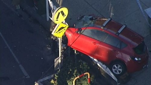 The female driver of the car died at the scene. (9NEWS)