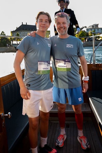 King Frederik X and Prince Vincent of Denmark before the Royal Run, May 25, 2026.
