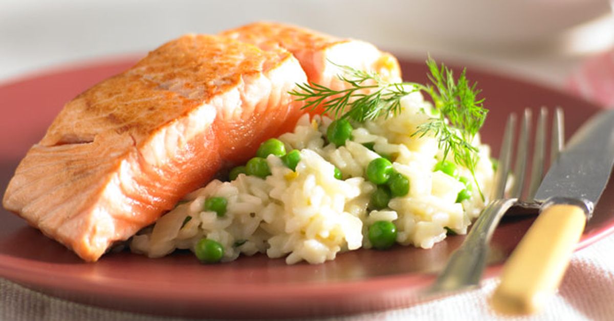 Pea And Dill Risotto With Salmon 9kitchen
