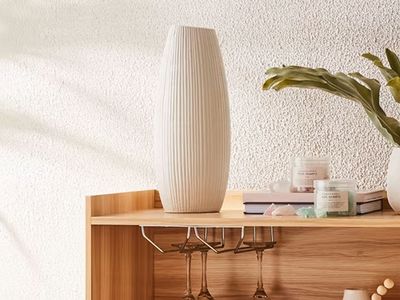 Tall textured ceramic vase 