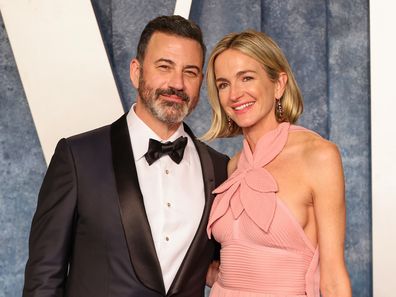 Jimmy Kimmel and wife Molly McNearney attend the 2023 Vanity Fair Oscar Party Hosted By Radhika Jones at Wallis Annenberg Center for the Performing Arts on March 12, 2023 in Beverly Hills, California.