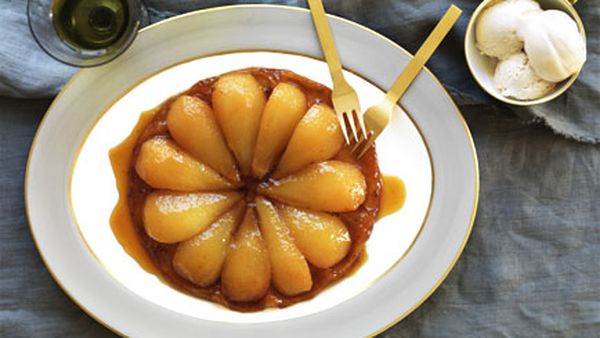 Honeyed pear tarte Tatin with burnt honey ice-cream