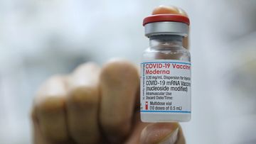 A vial of COVID-19 Moderna vaccine.