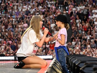 Taylor Swift performs onstage during  "Taylor Swift The Eras Tour" at Johan Cruijff Arena on July 04, 2024 in Amsterdam, Netherlands. 