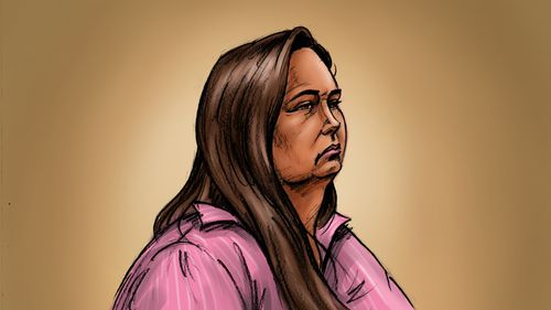 A courtroom sketch of Erin Patterson.
