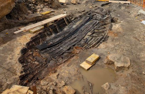 Historic 180-year-old boat uncovered in excavations for Sydney Metro station at Barangaroo