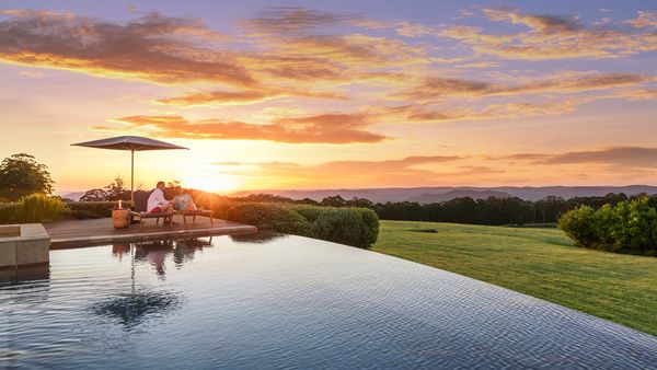 Spicers Peak Lodge Pool at sunset