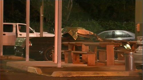 A major manhunt will continue today for an armed man after police located the body of a female in a barrel in the back of a ute. Picture: 9NEWS.