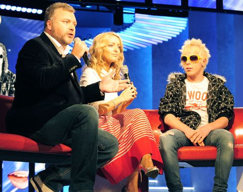 A supplied image of party boy Corey Worthington (left), seated with Big Brother hosts Kyle Sandilands and Jackie O in 2008. (AAP)