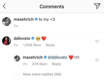 Demi Lovato, Max Ehrich, Instagram, comments