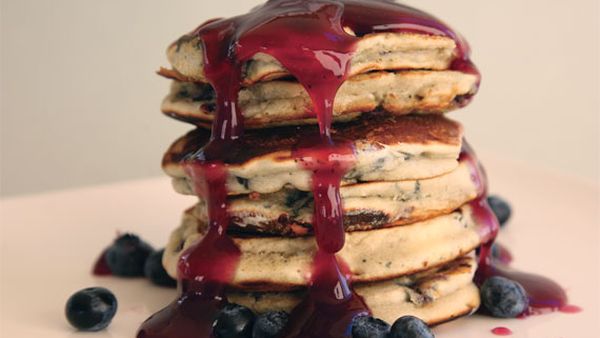 Annette Sym's blueberry flapjacks