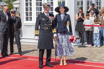 COPENHAGEN, DENMARK - MAY 7: King Frederik X of Denmark and Queen Mary of Denmark arrive at Nordre Toldbod to board the royal ship Dannebrog on May 7, 2025 in Copenhagen, Denmark. (Photo by Martin Sylvest Andersen/Getty Images)