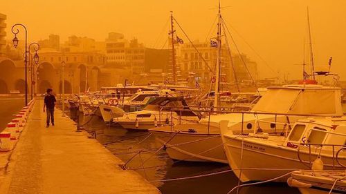 The dust was so thick over the Mediterranean Sea that it was unable to be seen from satellites. Picture: Russian Market.