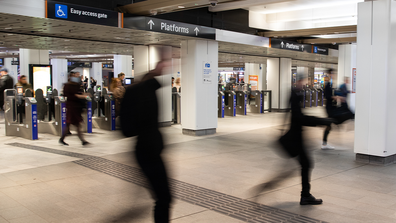 A general view is seen as people walk out of Wynyard station at a time which would usually be a busy commuter time on June 01, 2020 in Sydney, Australia. 