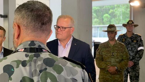 Prime Minister Scott Morrison at Gallipoli Barracks in Enoggera, Brisbane.