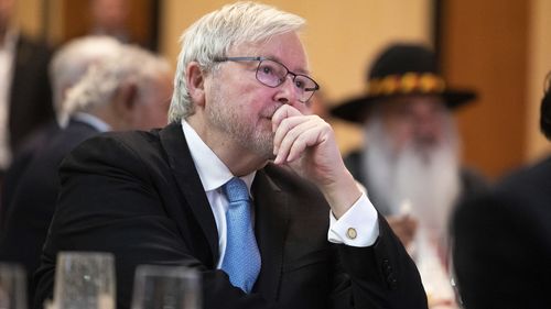 Former Prime Minister Kevin Rudd during the breakfast for the 15th anniversary of the National Apology to the Stolen Generations, at Parliament House in Canberra on Monday 13 February 2023. fedpol Photo: Alex Ellinghausen