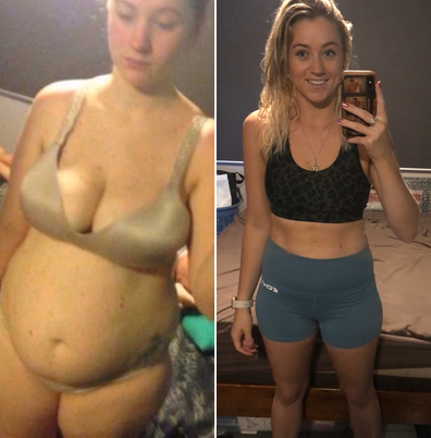 Before and after weight loss. Pictured: Kaitie Purssell, Meal Prep Queen for The Healthy Mummy