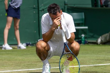 Alex Bolt reacts after securing spot in men&#x27;s singles draw at Wimbledon qualifiers. 