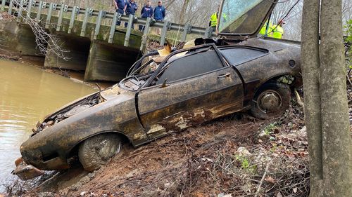 The 1974 Pinto Kyle Clinkscales was driving when he disappeared in 1976, is seen in Alabama.