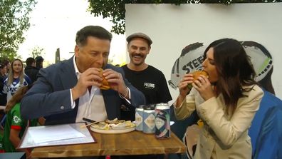 Karl's Almighty Burger Stefanovic and Sarah Abo eat at Felons Brewery