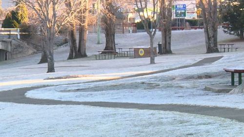 Areas in Sydney's west saw the mercury fall into the negative as New South Wales bore the brunt of the cold. Picture: 9NEWS.