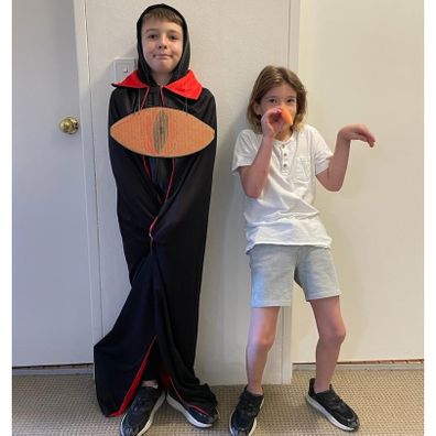 Kase dressed as 'the eye of Sauron' and Rush dressed as 'Olaf' from Frozen.