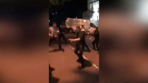 Melbourne police are hunting for a group of teenagers involved in a brawl outside a McDonalds restaurant in Collingwood. 