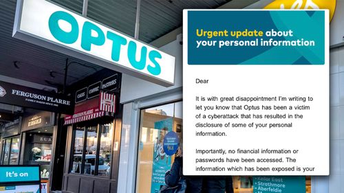 Optus cyberattack customer email composite